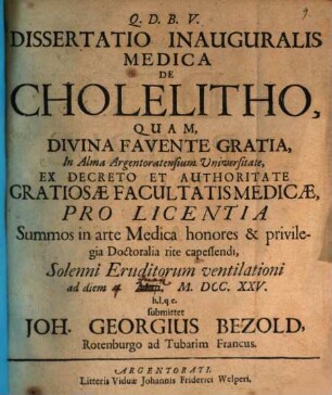 Diss. inaug. med. de cholelitho