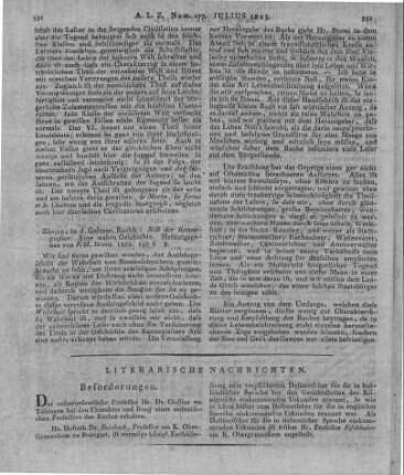 Neli der Kannegießer. Eine wahre Geschichte. Hrsg. v. J. H. Bremi. Zürich: Geßner 1822