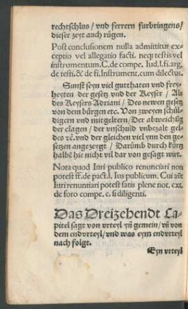 Ds Dreizehendt Capitel sagt von urteyl ynn gemein ...