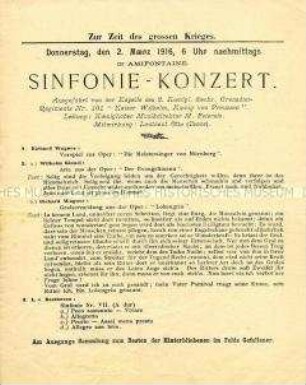Programmzettel zu einem Sinfonie-Konzert in Dresden