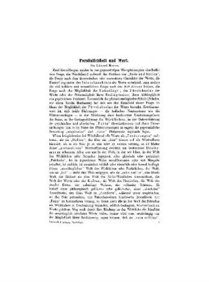 Persönlichkeit und Wert