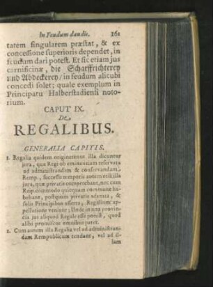 Caput IX. De Regalibus.