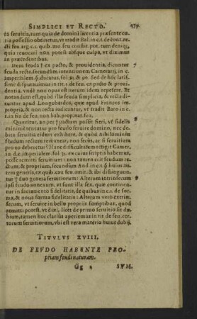Titulus XVIII. Habente propriam feudi naturam.