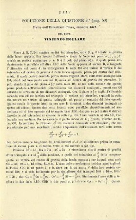 Soluzione di una quistione proposta nell'Educational Times.