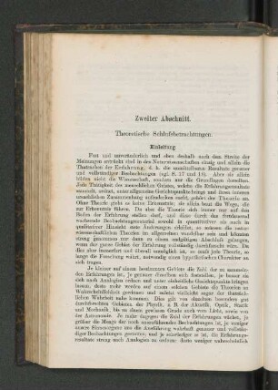 Zweiter Abschnitt. : Theoretische Schlußbetrachtungen. Einleitung.