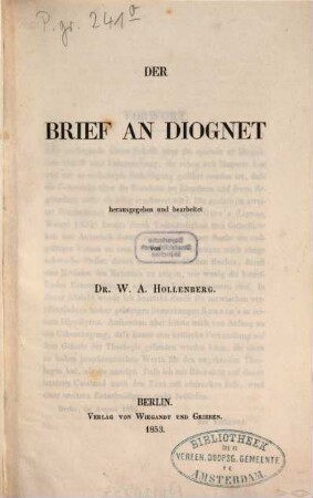 Der Brief an Diognet