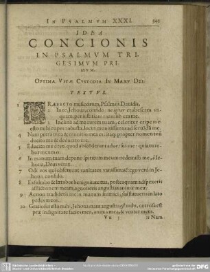Idea Concionis In Psalmum Trigesimum Primum