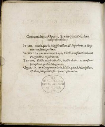 Contenta jujus Operis, quæ in quatuor Libris comprehensa sunt.