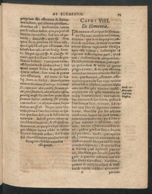 Caput VIII. De Elementis