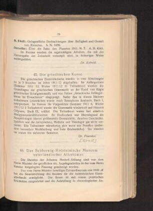 45. Die griechischen Kurse.