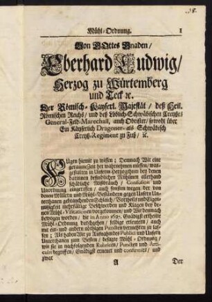 1-42, Mühl-Ordnung.