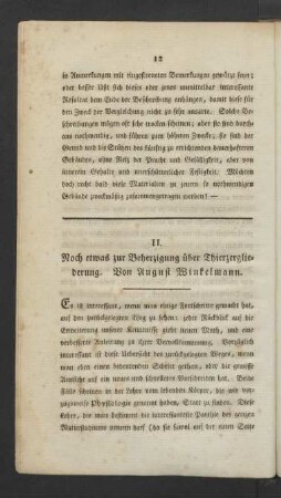 II. Noch etwas zu Beherzigung über Thierzergliederung. Von August Winkelmann