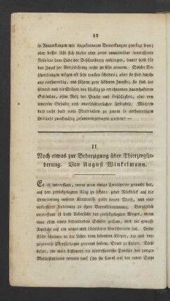 II. Noch etwas zu Beherzigung über Thierzergliederung. Von August Winkelmann