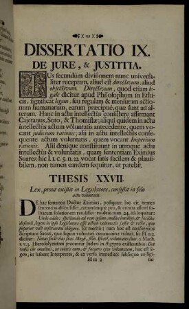Dissertatio IX. De Jure, & Justitia.