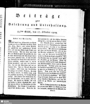 Beiträge zur Belehrung und Unterhaltung
