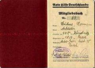 Mitgliedsausweis der Roten Hilfe Deutschlands