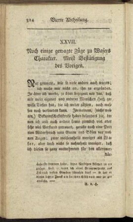 XXVII. Noch einige gewagte Züge zu Wasers Charakter. [...]