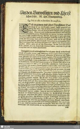 An den Gutwilligen und Christlichen Leser