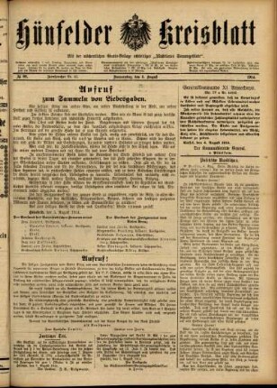 Ausgabe vom Donnerstag, den 06. August 1914.