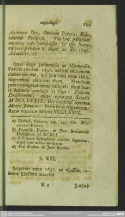 § XXI. Additamenta de anno 1697