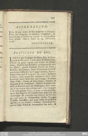 Privilege Du Roy.