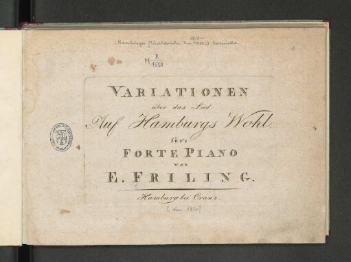 Variationen über das Lied: Auf Hamburgs Wohl : für's Fortepiano