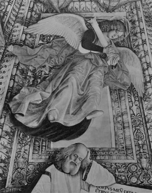 Ausmalung der Sagrestia di San Marco — Deckenmalerei — Prophet Jesaja und Engel mit Leidenswerkzeug (Geißelsäule)
