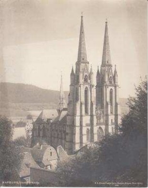 Stadtansicht, Elisabeth-Kirche. Marburg