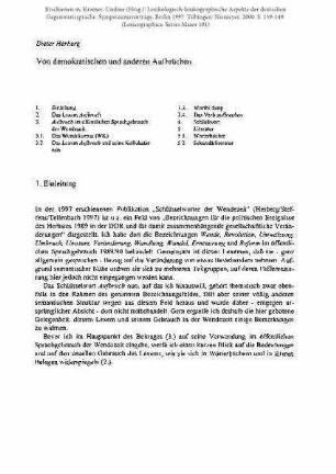 Von demokratischen und anderen Aufbrüchen
