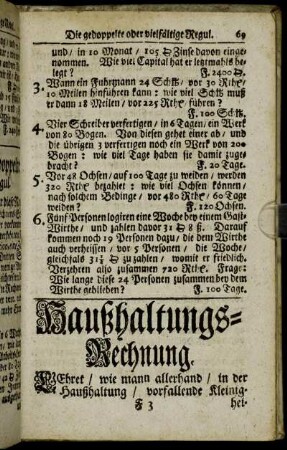 Haußhaltungs-Rechnung.