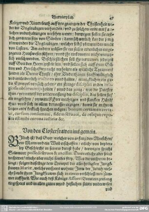 Von den Closterfrawen ins gemein