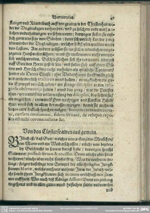 Von den Closterfrawen ins gemein
