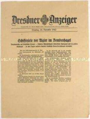 Nachrichtenblatt "Dresdner Anzeiger" mit Meldungen des Oberkommandos der Wehrmacht u.a. zur Schlacht um Stalingrad und zum Kriegsgeschehen in Nordafrika
