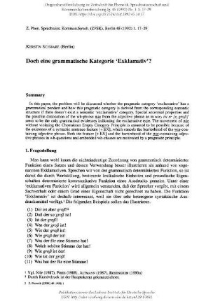 Doch eine grammatische Kategorie 'Exklamativ'?