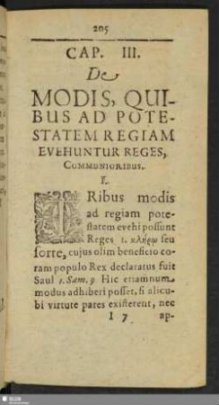 Cap. III. De Modis, Quibus Ad Potestatem Regiam Evehuntur Reges, Communioribus
