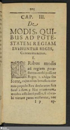 Cap. III. De Modis, Quibus Ad Potestatem Regiam Evehuntur Reges, Communioribus