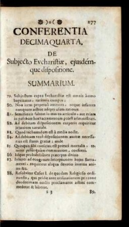 Conferentia Decimaquarta. De Subjecto Eucharistiae, ejusdémque dispositione