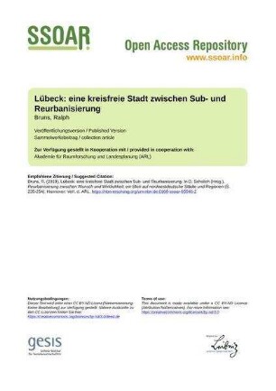 Lübeck: eine kreisfreie Stadt zwischen Sub- und Reurbanisierung