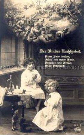 Postkarte zum ersten Weltkrieg mit betenden Kindern