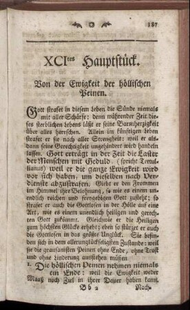 XCItes Hauptstück. Von der Ewigkeit der höllischen Peinen. - Ctes Hauptstück. Von dem Pabste und den Bischöffen sollen wir mit Hochachtung und Ehrfurcht reden.