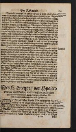 Des H. Gregorii von Spoleto Priesters und Martyrers leiden ...