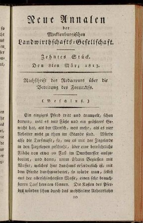 Zehntes Stück. Den 8ten März 1813.