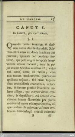 Caput I. De Cancro, sive Carcinomate