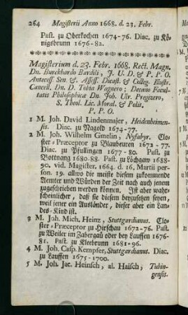 Magisterii Anno 1668 - 1671
