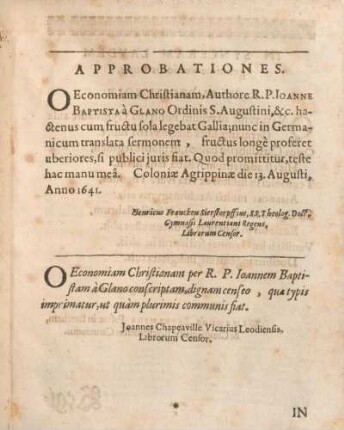 Approbationes.