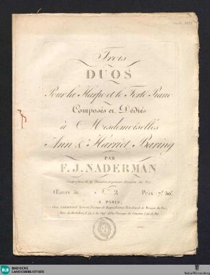 2: Trois duos pour la harpe et le forte piano : Oeuvre 51