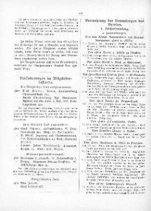 Vermehrung der Sammlungen des Vereins