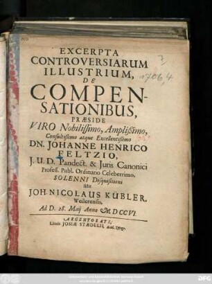 Excerpta Controversiarum Illustrium, De Compensationibus
