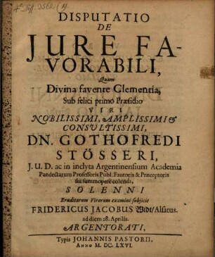 Disputatio De Iure Favorabili