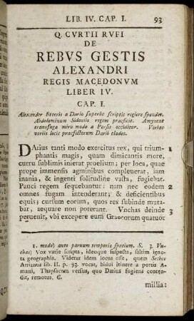 Q. Curtii Rufi De Rebus Gestis Alexandri Regis Macedonum Liber IV.